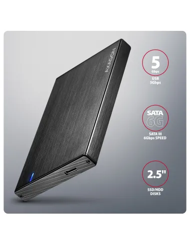 Axagon EE25-XA6C contenitore di unità di archiviazione Box esterno HDD SSD Nero 2.5"