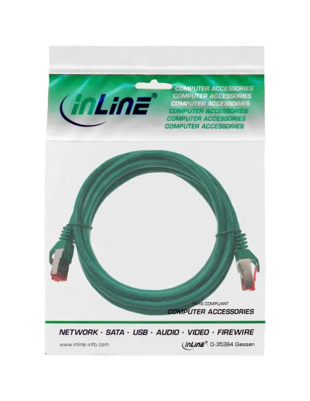 InLine Cavo patch Lan, S FTP (PiMf), Cat.6, 250 MHz, PVC, CU, verde, 0,5m