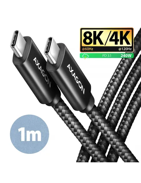Axagon BUCM4X-CM10AB cavo USB USB4 Gen 3x2 1 m USB C 40 Gbit s 240 W Nero