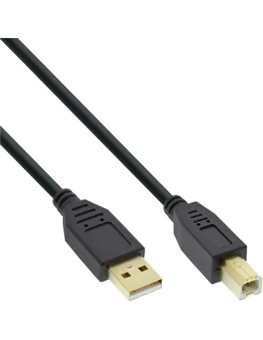 InLine Cavo USB 2.0 A maschio B maschio, dorato, nero, 10m