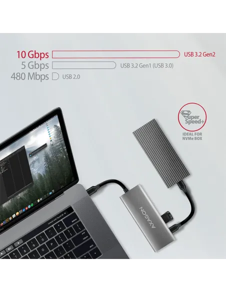 Axagon HMC-5G2 replicatore di porte e docking station per laptop Cablato USB 3.2 Gen 2 (3.1 Gen 2) Type-C Grigio