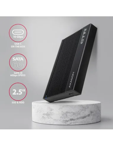 Axagon EE25-GTR USB-C 3.2 Gen 2 - SATA 6G 2.5\" externes Festplattengehäuse geriffelt Box esterno HDD SSD Nero 2.5"