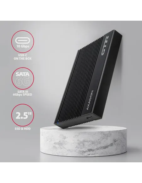 Axagon EE25-GTR USB-C 3.2 Gen 2 - SATA 6G 2.5\" externes Festplattengehäuse geriffelt Box esterno HDD SSD Nero 2.5"
