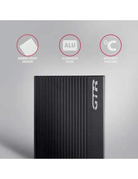 Axagon EE25-GTR USB-C 3.2 Gen 2 - SATA 6G 2.5\" externes Festplattengehäuse geriffelt Box esterno HDD SSD Nero 2.5"
