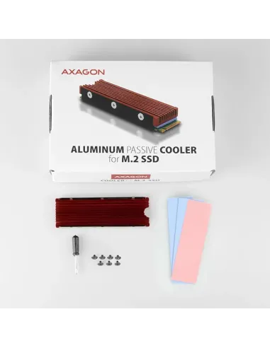 Axagon CLR-M2 sistema di raffreddamento per computer M.2 NVMe SSD, Unità allo stato solido Dissipatore di calore Radiatore