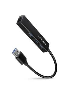 Axagon HMA-GL3A Multiport-Hub USB 3.0 Typ A Gbit-LAN 3x USB-A microSD Cablato USB 3.2 Gen 1 (3.1 Gen 1) Type-A Nero