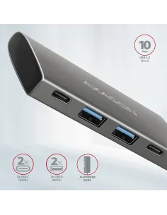 Axagon HMC-4G2 hub di interfaccia USB 3.2 Gen 2 (3.1 Gen 2) Type-C 10000 Mbit s Grigio 2
