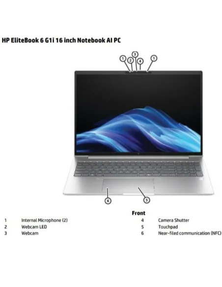 HP EliteBook 6 G1i 16 inch Notebook AI PC Intel Core Ultra 7 255U