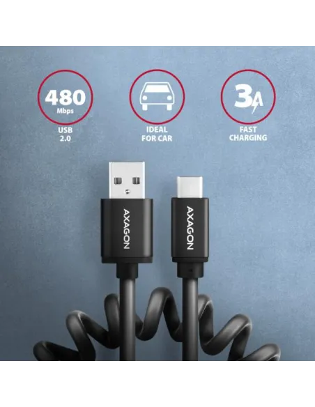 Axagon BUCM-AM10TB cavo USB USB 2.0 0,6 m USB C USB A 0,48 Gbit/s Nero
