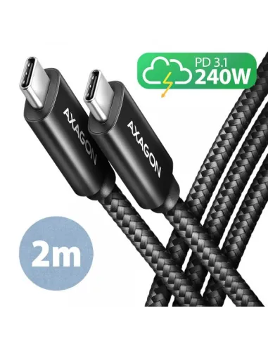 Axagon BUCM2-CM20AB Ladekabel USB-C zu USB-C 2.0, 2 m, PD 240 W 5 A,