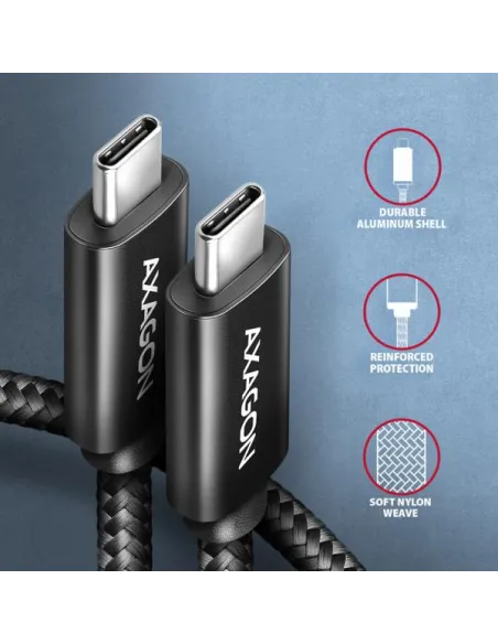 Axagon BUCM2-CM20AB Ladekabel USB-C zu USB-C 2.0, 2 m, PD 240 W 5 A,