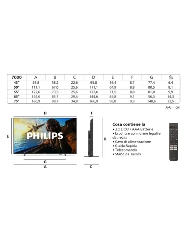 Philips Serie 7000 43PUS7000 4K UHD LED 108cm 43" Smart TV Dolby Atmos Titan OS