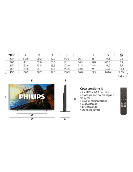 Philips Serie 7000 43PUS7000 4K UHD LED 108cm 43" Smart TV Dolby Atmos Titan OS