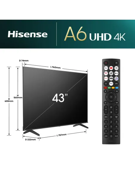 Hisense Smart TV 43" 4K 43A6N