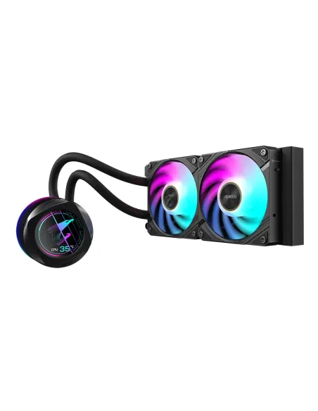 GIGABYTE AORUS WATERFORCE X II 240 Raffreddamento a liquido per CPU AIO - 2x ventole ARGB da 120 mm, LCD a colori, DAISY-CHAIN,
