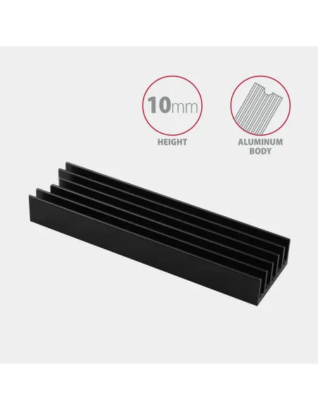 Axagon CLR-M2L10 sistema di raffreddamento per computer M.2 NVMe SSD, Unità allo stato solido Dissipatore di calore Radiatore