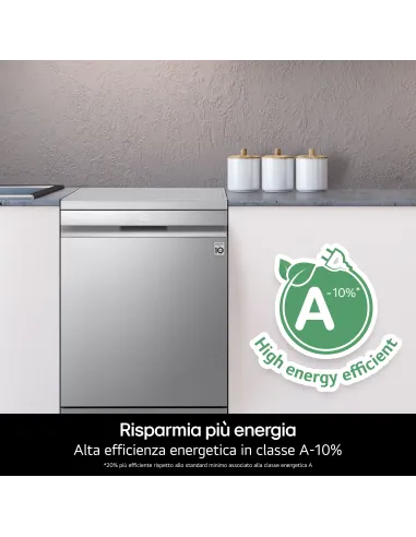 LG QuadWash DF587HVS Lavastoviglie libera installazione Serie 5, Classe A-10%, 14 coperti, Vapore, Wi-Fi, Grigia