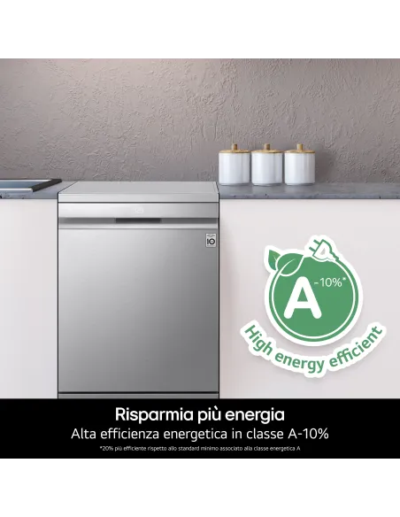 LG QuadWash DF587HVS Lavastoviglie libera installazione Serie 5, Classe A-10%, 14 coperti, Vapore, Wi-Fi, Grigia