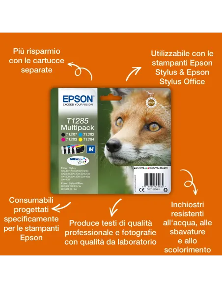Epson Fox Multipack 4 colori DURABrite Volpe T1285