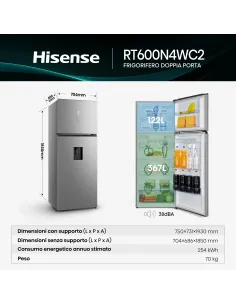 Hisense frigorifero congelatore RT600N4WC2 libera installazione 467L Classe E Dispenser Acqua 2