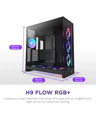 NZXT H9 Flow RGB+ Midi Tower Nero