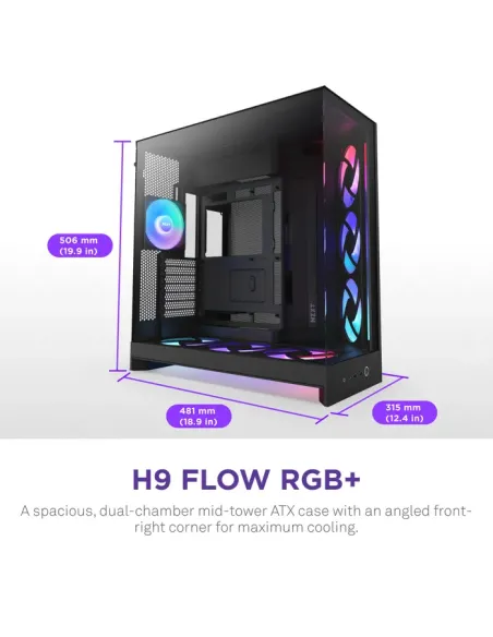 NZXT H9 Flow RGB+ Midi Tower Nero