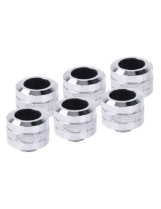 Alphacool Eiszapfen Pro Anschluss 16mm Hardtube Fitting G1/4, 6-Pack - chrome