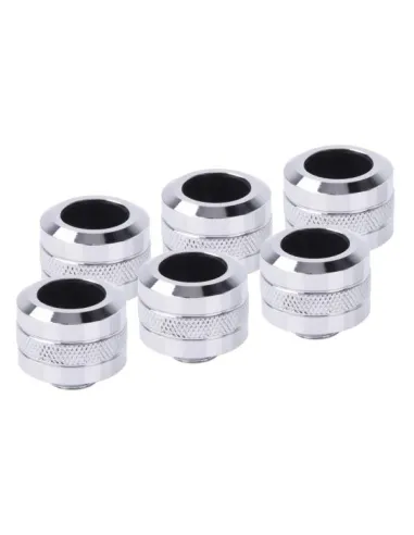 Alphacool Eiszapfen Pro Anschluss 16mm Hardtube Fitting G1/4, 6-Pack - chrome