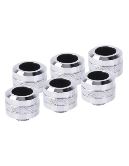 Alphacool Eiszapfen Pro Anschluss 16mm Hardtube Fitting G1/4, 6-Pack - chrome